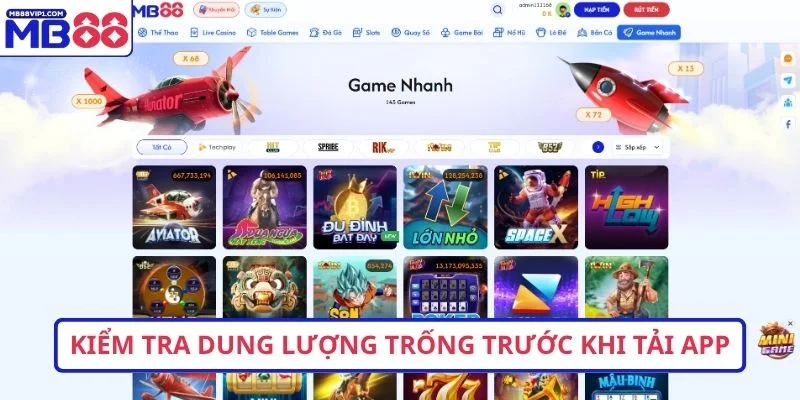 Kiểm tra dung lượng trống trước khi tải app